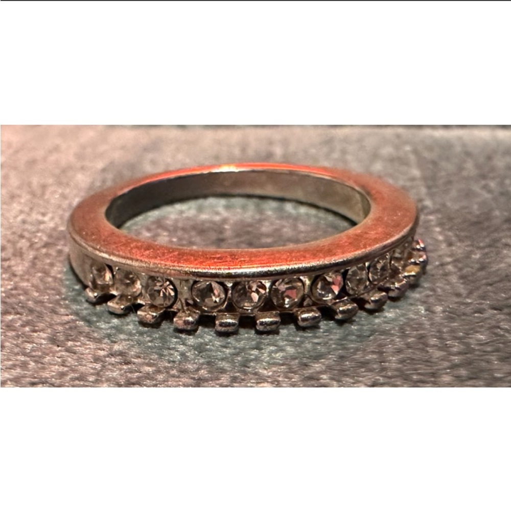 Sterling Silver Size 7 Crystal Ring